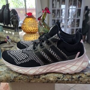 Adidas UltraBoost Web DNA Black & Pink Knit Running Shoes